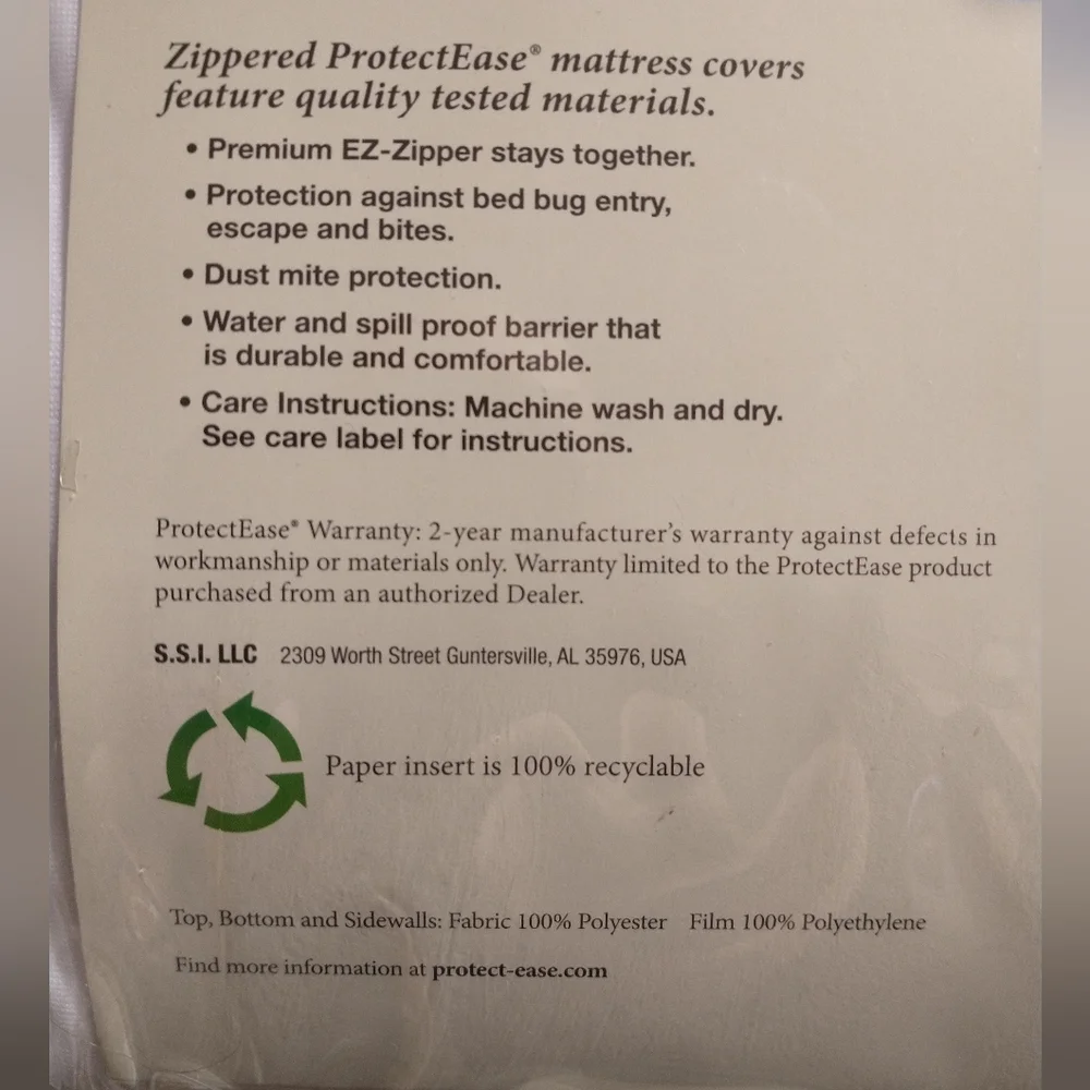 NEW ProtectEase Premium Waterproof Allergy & Bed Bug Full Mattress Protector
